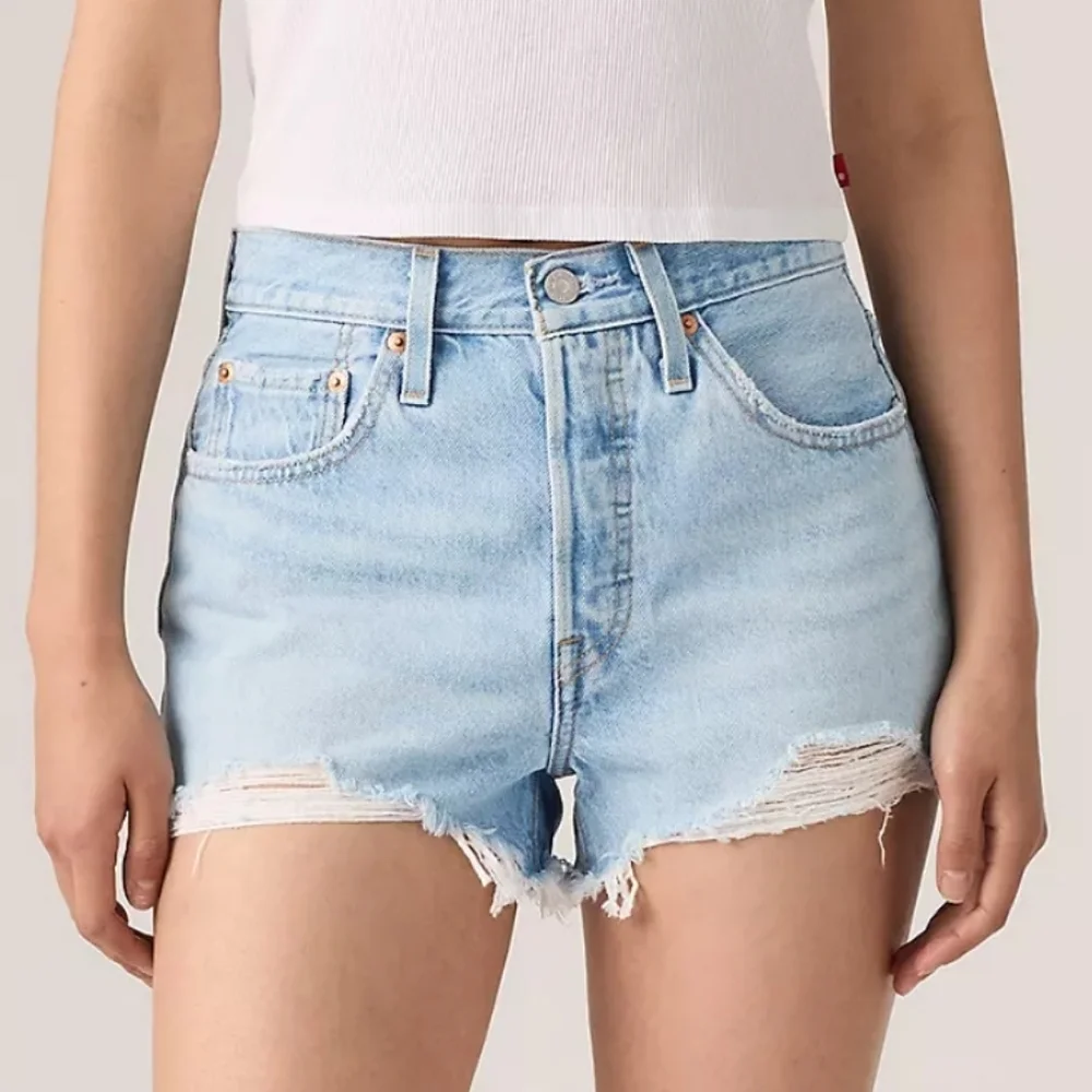 Levi's Premium 501 Original Fit High Rise Jean Shorts‎ Size 28 Light Wash Button